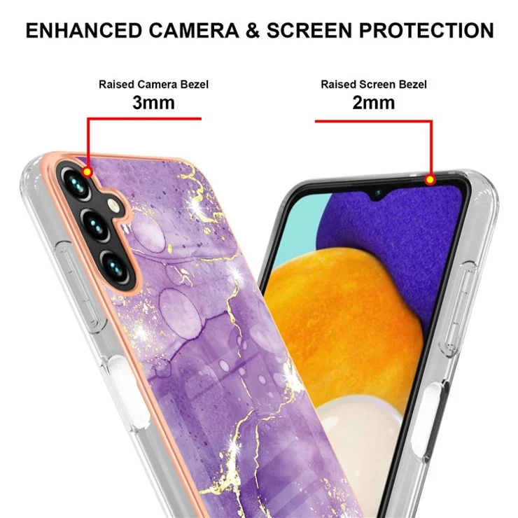 For Samsung Galaxy A35 5G TPU Case with IMD Marble Pattern Electroplated Back Cover - Purple 002