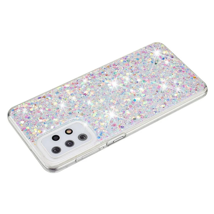 For Samsung Galaxy A23 4G / A23 5G (Global Version) Slim-Fit Glittery Powder Decor Phone Cover Epoxy TPU Phone Case - White