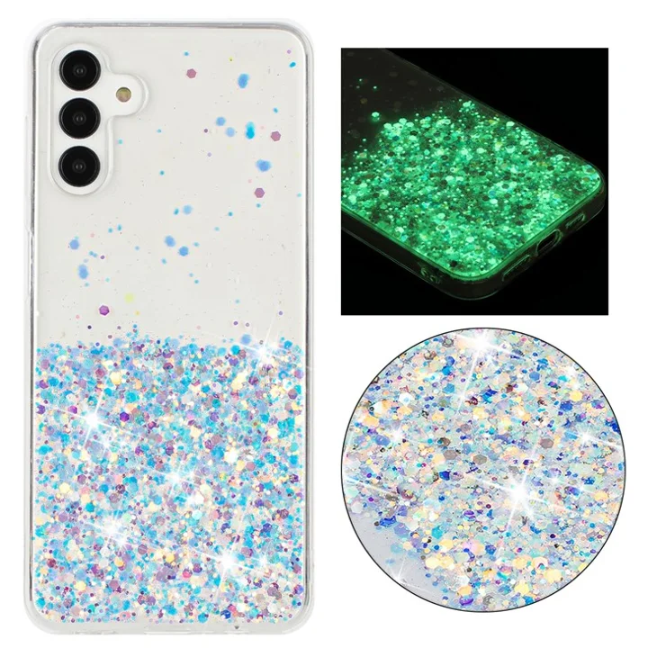 For Samsung Galaxy A14 4G Case Luminous Glitter TPU Epoxy Phone Anti-drop Cover - White