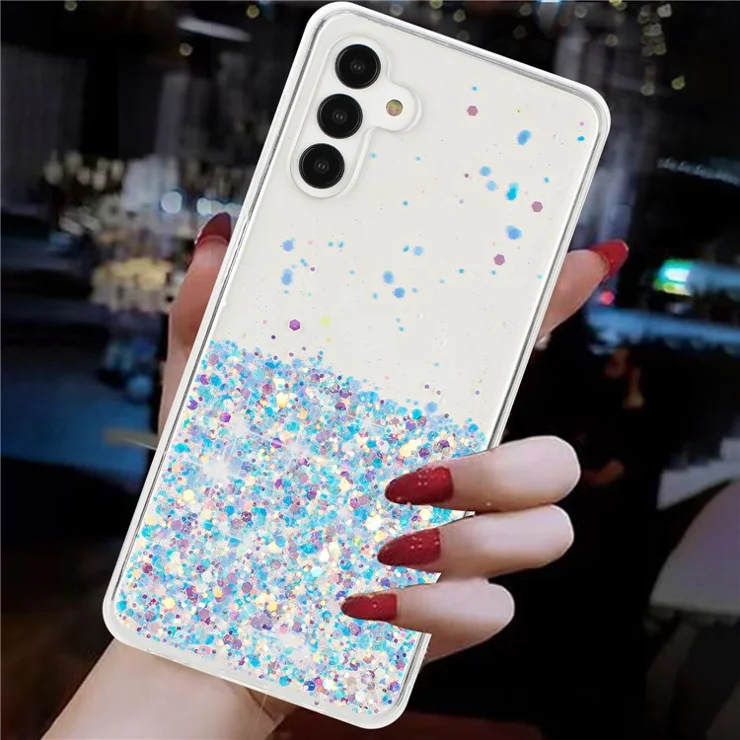 For Samsung Galaxy A15 5G Soft TPU Case Glitter Sparkle Epoxy Glow In The Dark Phone Cover - White