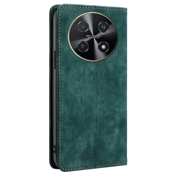 For Huawei nova 12i 4G Leather Phone Case RFID Blocking Card Slots Stand Cover - Green