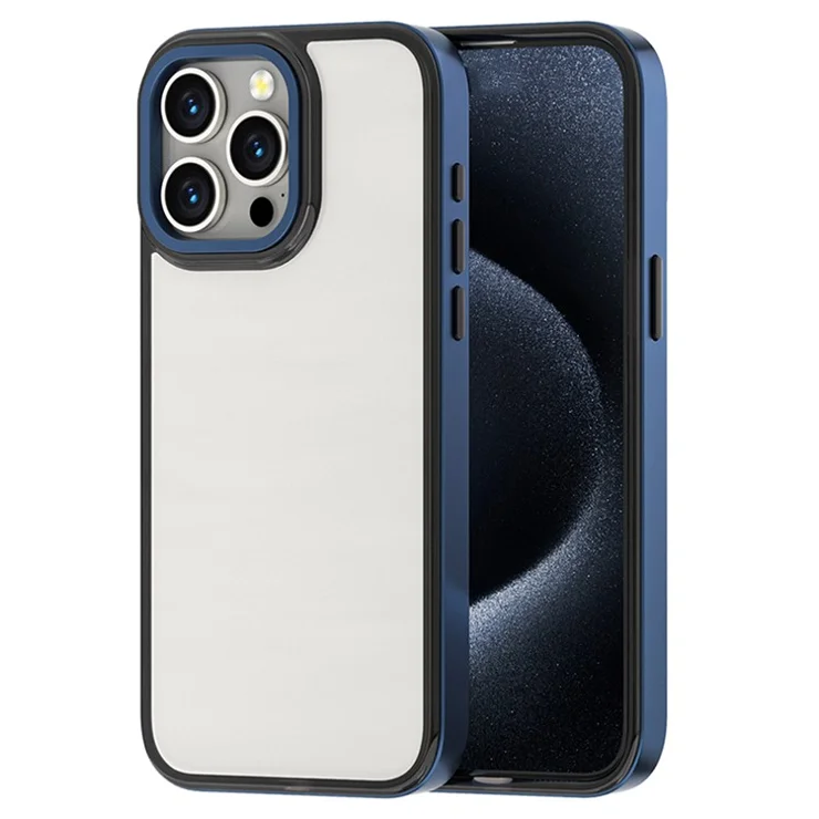 For iPhone 12 Pro Max Case TPU+PC Anti-drop Phone Cover with Electroplating Edge - Blue