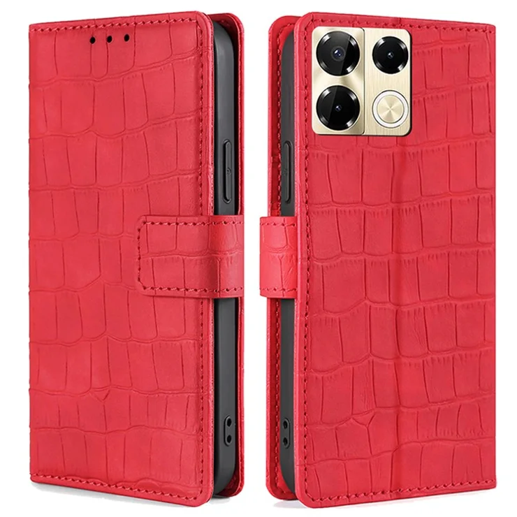For Infinix Note 40 Pro 5G Leather Cover Crocodile Texture Wholesale Phone Cases - Red