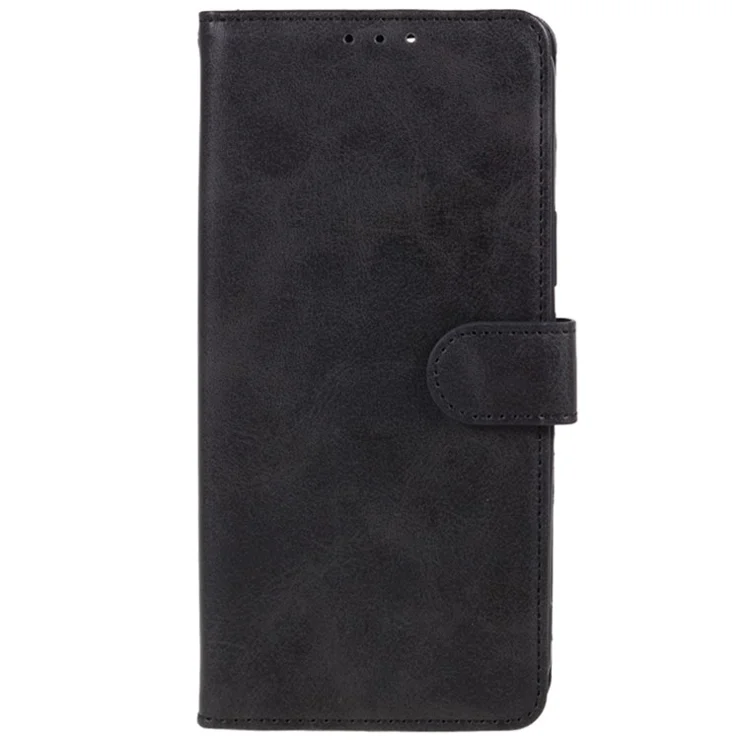 For Infinix Note 40 Pro 4G / 5G / Infinix Note 40 Pro+ Case Leather Wallet Phone Cover Calf Texture - Black