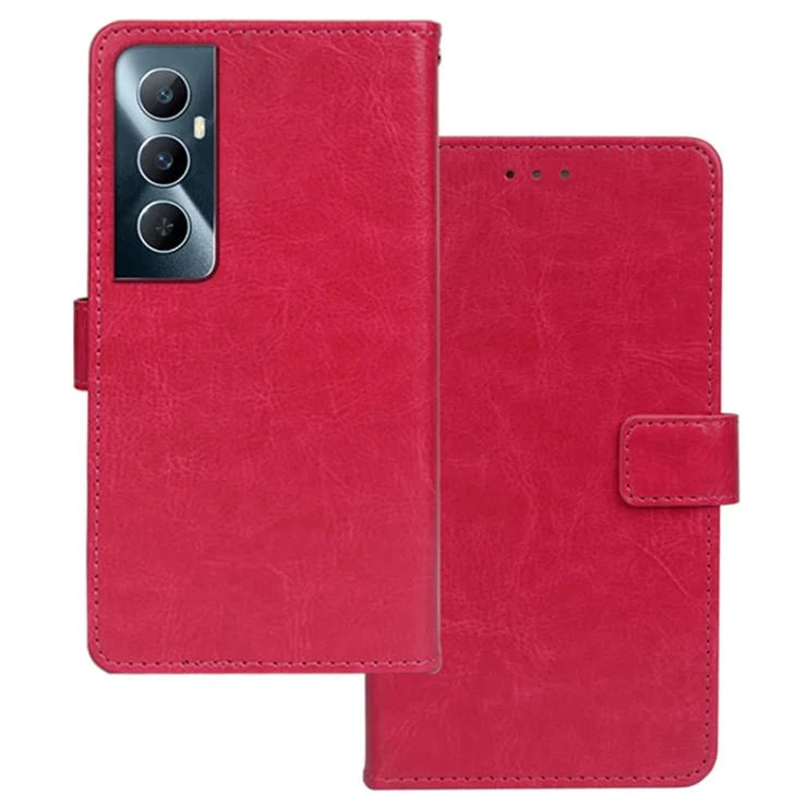 IDEWEI For Realme C65 4G Crazy Horse Texture Cover Leather Case with Photo Card Slots - Rose