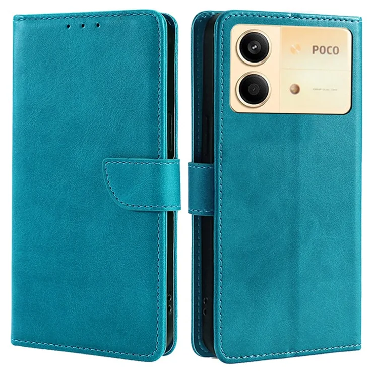For Xiaomi Redmi Note 13R Pro 5G Case Calf Texture Wallet Card Slots Phone Cover - Baby Blue