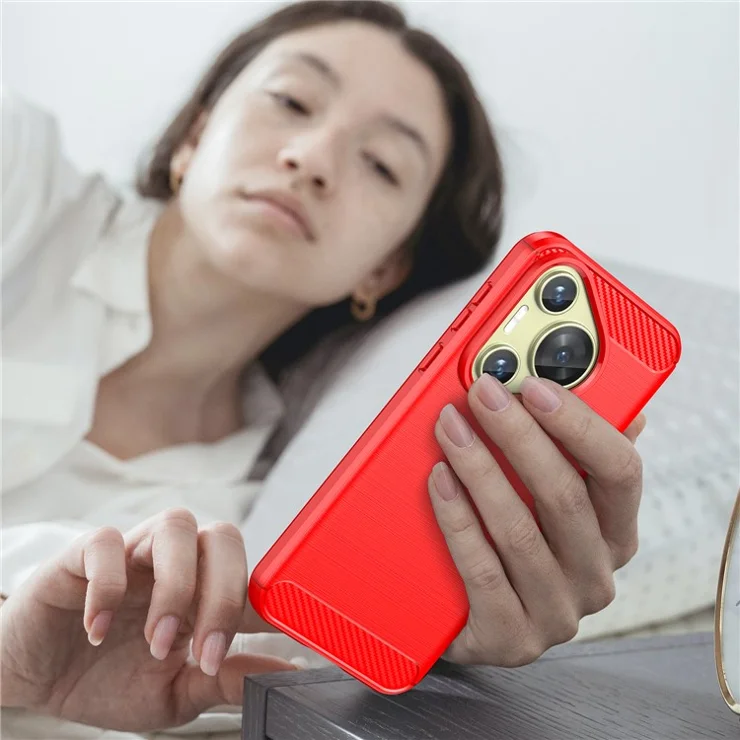 For Huawei Pura 70 Case Carbon Fiber Texture TPU Phone Cover - Red