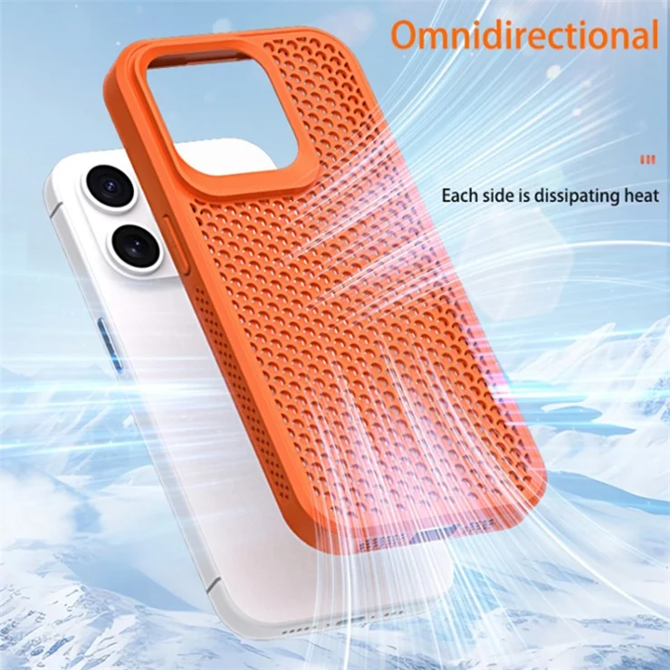 For iPhone 13 Pro Max Phone Case Heat Dissipation Breathable Cooling Hollow PC+TPU Cover - Black