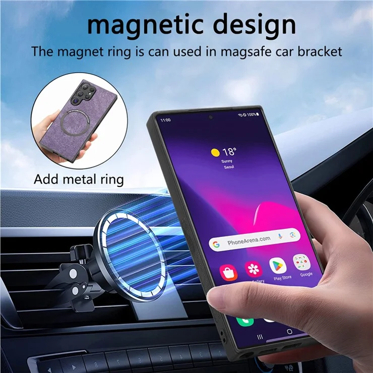 For Samsung Galaxy S24 Ultra Magnetic Case CASENEO Detachable Leather Phone Wallet Cover - Purple