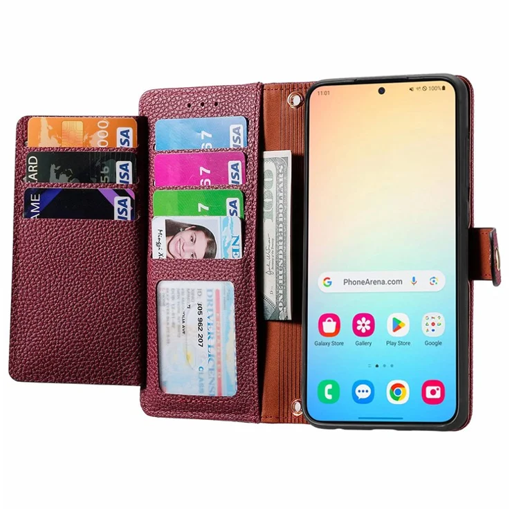 For Samsung Galaxy S24 Wallet Case RFID Blocking Leather Phone Cover - Red