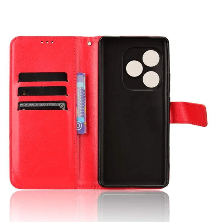 For Realme GT Neo6 SE 5G / Neo6 5G / GT 6 5G / GT 6T 5G Case Wallet Crazy Horse Texture Magnetic Phone Cover - Red