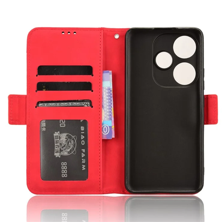 For Xiaomi Redmi Turbo 3 5G / Poco F6 5G Case Wallet Phone Leather Cover with Multiple Card Slots - Red