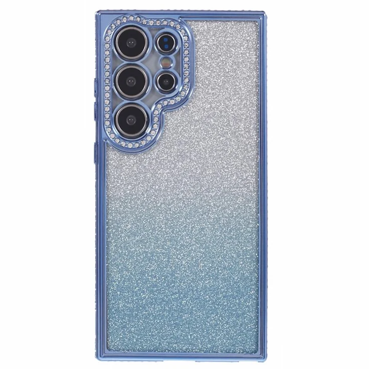 For Samsung Galaxy S23 Ultra Case Gradient Glitter Bling Anti-Scratch TPU Phone Cover - Blue