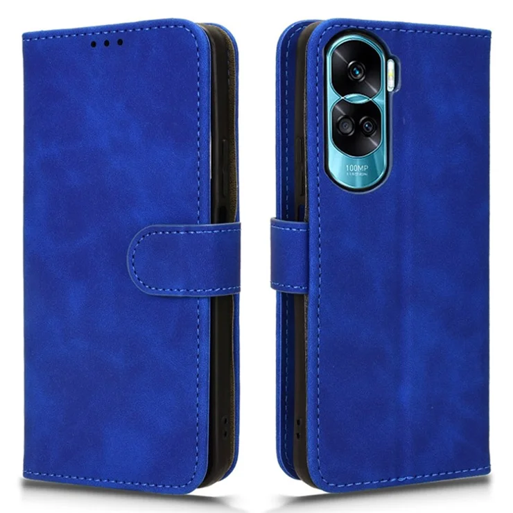 For Honor 90 Lite 5G / X50i 5G Case Skin Touch Feeling Leather Wallet Stand Phone Cover - Blue
