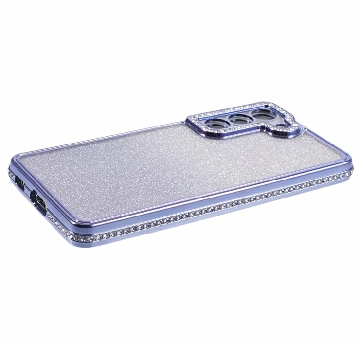 For Samsung Galaxy S23 Case TPU Drop Protection Rhinestone Decor Gradient Phone Protector - Dark Purple