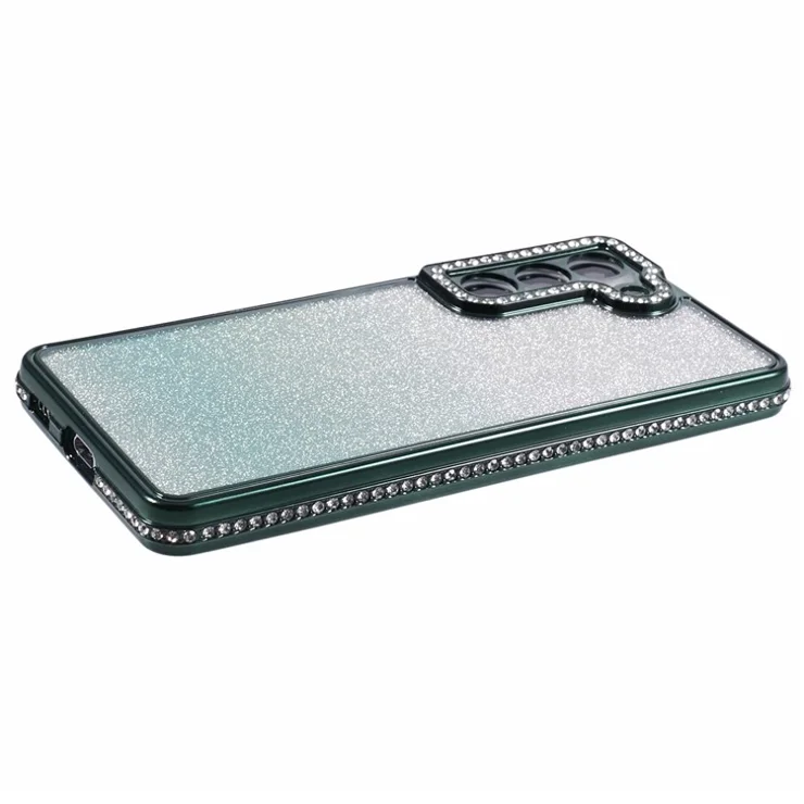 For Samsung Galaxy S22 5G Case TPU Bling Glitter Gradient Protective Phone Cover - Midnight Green