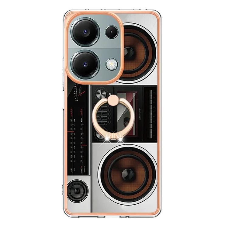 YB IMD Series-20 Style D for Xiaomi Redmi Note 13 Pro 4G / Poco M6 Pro 4G TPU Case Ring Kickstand 2.0mm Back Cover - Radio