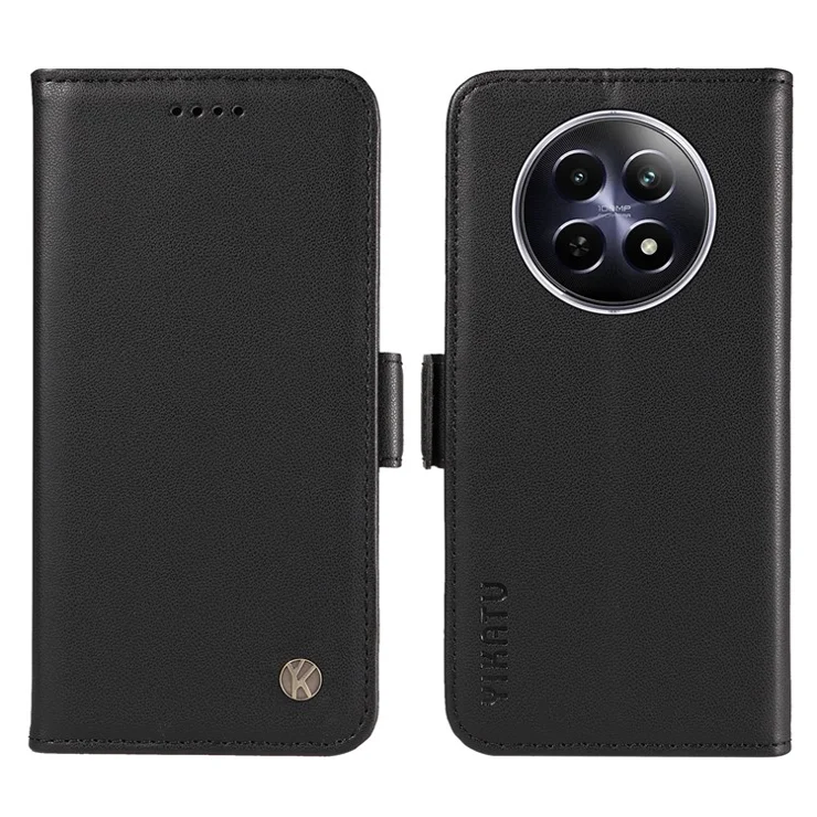 YIKATU YK-003 For Realme 12 5G Leather Case Wallet Cover Phone Accessories Distributors - Black