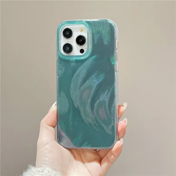 For iPhone 13 Pro Case IMD Pattern TPU+PC Phone Cover Mobile Accessories Wholesale - Green