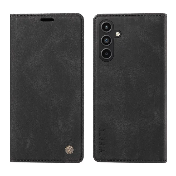 YIKATU YK-004 For Samsung Galaxy A15 4G / 5G Case PU Leather Magnetic Closure Protective Flip Phone Cover - Black