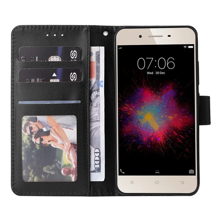 For vivo Y53 Case PU Leather 3 Card Holder Wallet Phone Cover Wholesale Distributors - Black