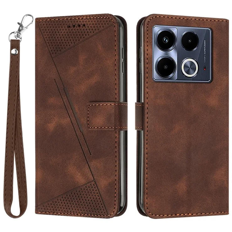 For Infinix Note 40 Anti-Scratch Leather Phone Shell Triangle Imprinted PU Leather Wallet Phone Case - Brown