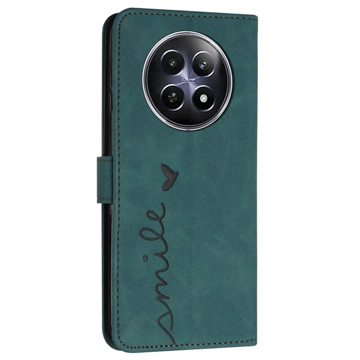 Wholesale Phone Cases for Realme 12 5G Anti-Scratch PU Leather Imprinted Phone Stand Cover - Green