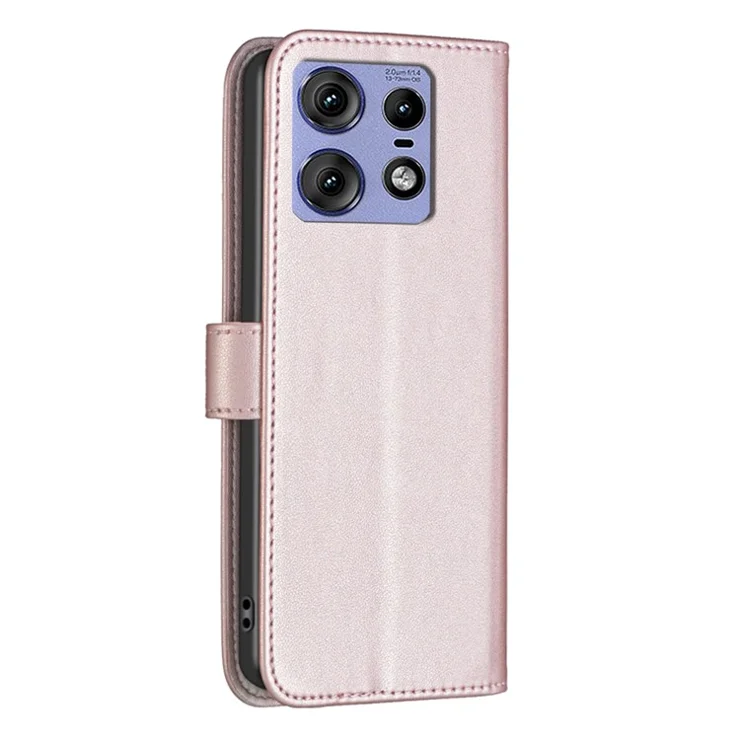 BINFEN COLOR BF17 For Motorola Edge 50 Pro 5G Wallet Case Leather Drop-resistant Phone Cover - Rose Gold