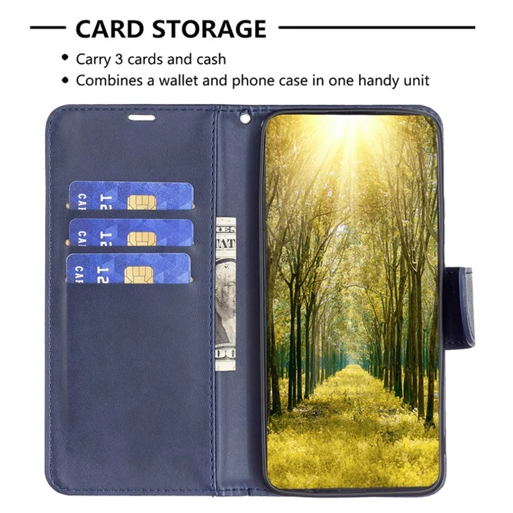 For Motorola Edge 50 Pro 5G Case Stand View Folio Flip Leather Phone Cover with Wrist Strap - Blue