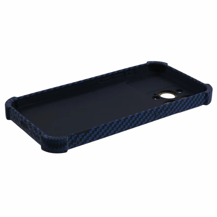 HRX Series for iPhone 14 Pro Max TPU+Silicone Carbon Fiber Texture Case Large Window Phone Cover - Blue