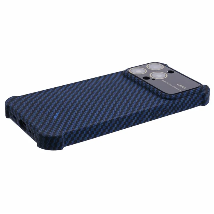 HRX Series for iPhone 14 Pro Max TPU+Silicone Carbon Fiber Texture Case Large Window Phone Cover - Blue