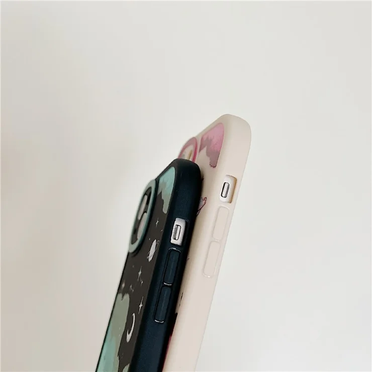 For iPhone 14 Case Soft TPU Pattern Printed Round Edge Phone Cover - STX70 White