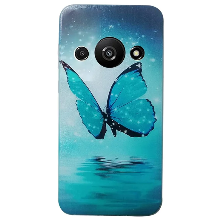 For Xiaomi Redmi A3 4G / Poco C61 4G Phone Case Pattern Printing Soft TPU Back Cover - Blue Butterfly