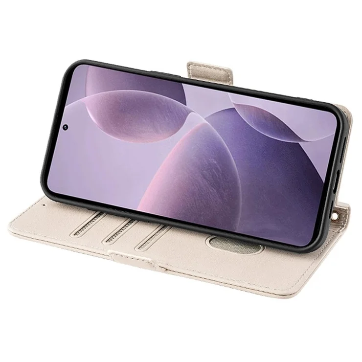 For Xiaomi 14 Pro Case with Golden Chain Shoulder Strap RFID Blocking Leather Phone Cover - White