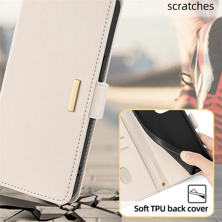 For Honor Magic6 Pro 5G Crossbody Case RFID Blocking Card Holder PU Leather Flip Phone Cover - White
