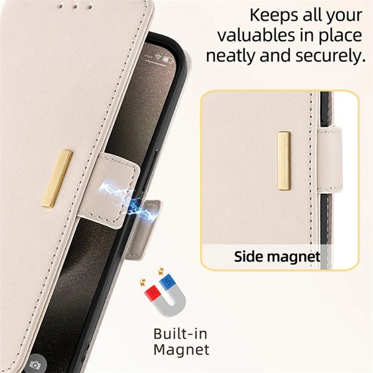 For Samsung Galaxy A15 4G / 5G Crossbody Wallet Case RFID Blocking Stand PU Leather Phone Cover - White