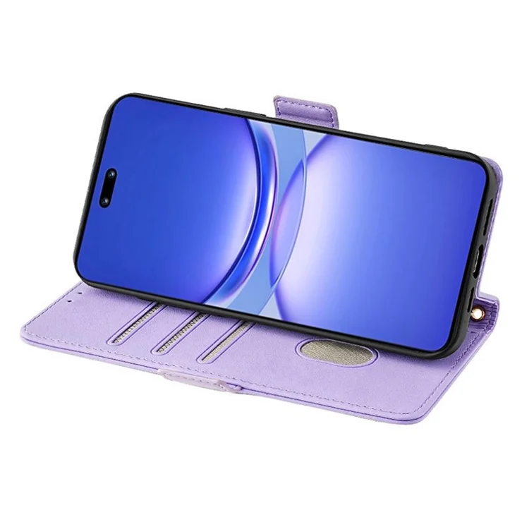 For Huawei nova 12 Pro 5G / nova 12 Ultra 5G Case RFID Blocking PU Leather Stand Crossbody Phone Cover - Purple
