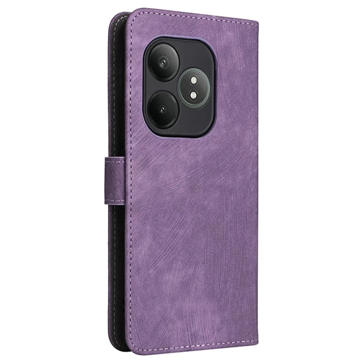 For Realme GT Neo6 SE 5G / Neo6 5G / GT 6 5G / GT 6T 5G Case RFID Blocking Stand Phone Cover with Wrist Strap - Purple