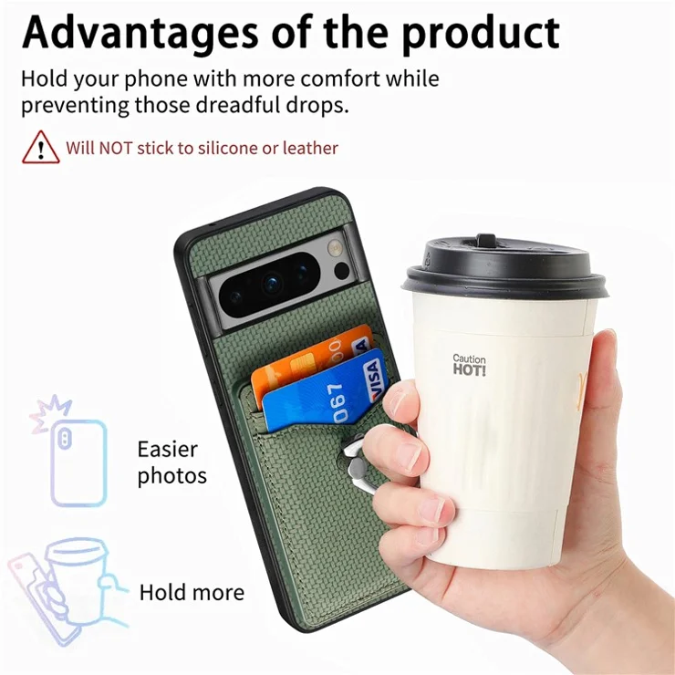 For Google Pixel 8 Pro Kickstand Case Leather Coated PC+TPU Phone Cover Wholesale - Green