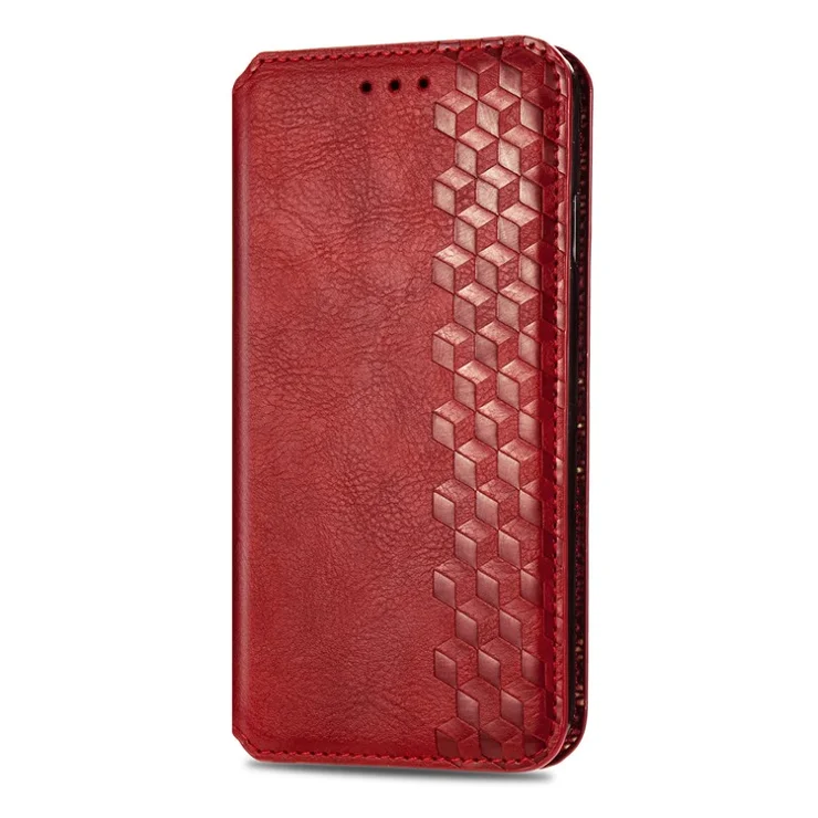 For Xiaomi Redmi A3 4G / Poco C61 4G PU Leather Case Rhombus Imprint Wallet Stand Phone Cover - Red