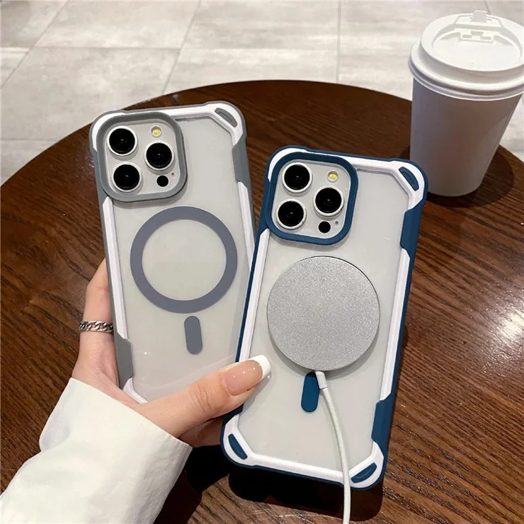 For iPhone 15 Pro Max Case Compatible with MagSafe Dual Color TPU+Acrylic Phone Cover - Sapphire