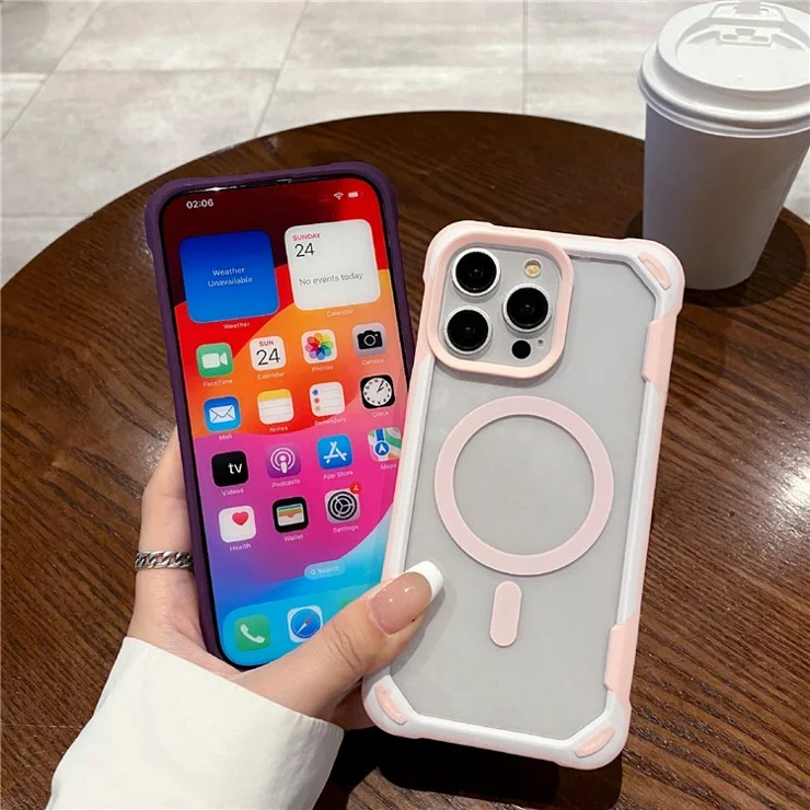 For iPhone 12 Pro Max 6.7 inch Case Shockproof TPU+Acrylic Phone Cover Compatible with MagSafe - Blackish Green