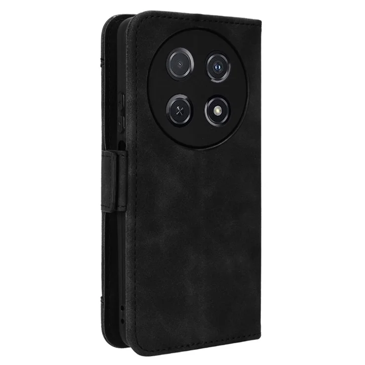 For Huawei nova 13i 4G / nova 12i 4G / Enjoy 70 Pro Case PU Leather Stand Function Multiple Card Slots Phone Cover - Black