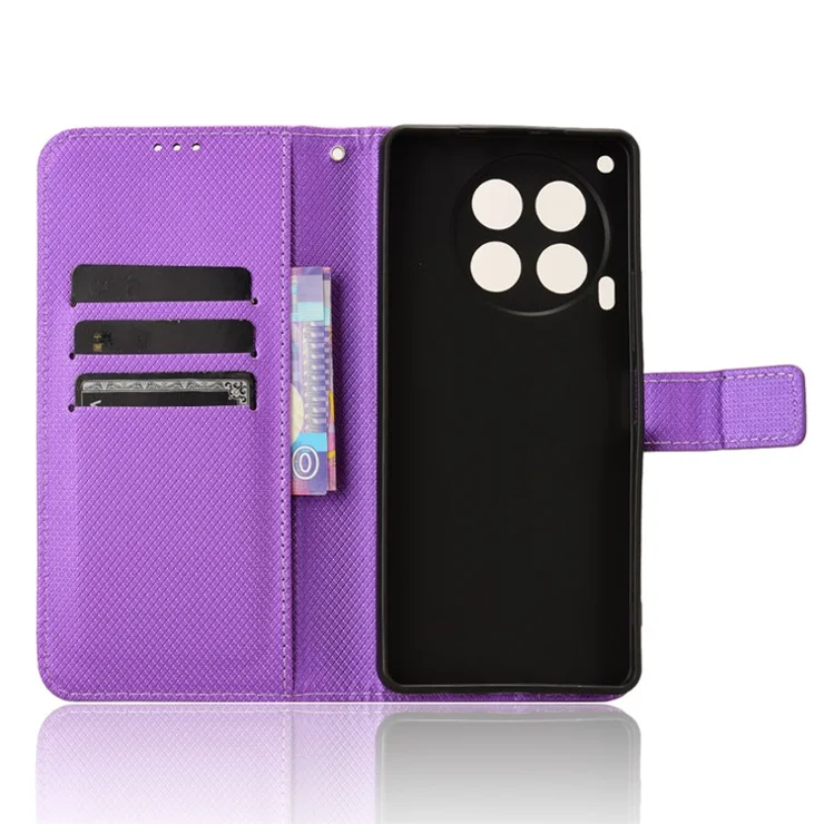 For TECNO Camon 30 4G CL6 / Camon 30 5G CL7 Case PU Leather Diamond Texture Phone Wallet Cover - Purple