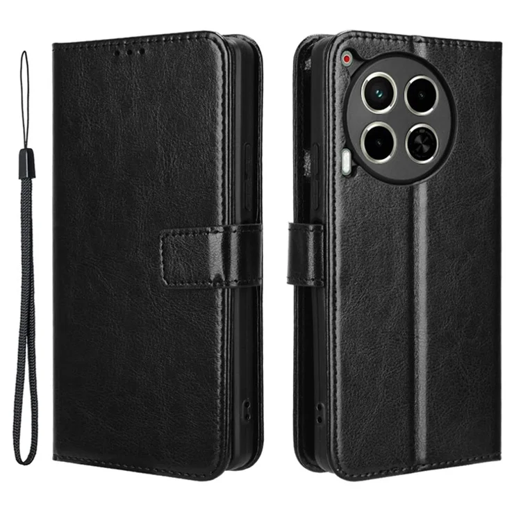 For TECNO Camon 30 4G / Camon 30 5G CL6 / CL7 Phone Case Crazy Horse Texture Wallet Leather Cover - Black