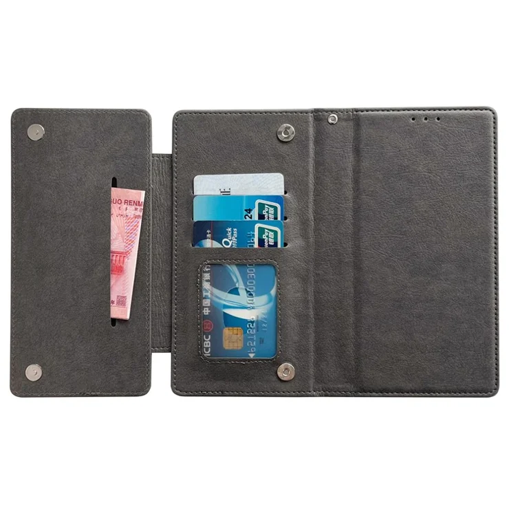 For Google Pixel 9 / Pixel 9 Pro Wallet Case Detachable 2-in-1 Design Leather Phone Stand Cover - Grey