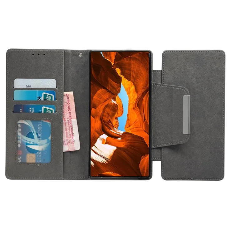 For Google Pixel 9 Pro XL Case Wallet PU Leather Detachable 2-in-1 Design Smart Phone Cover - Grey