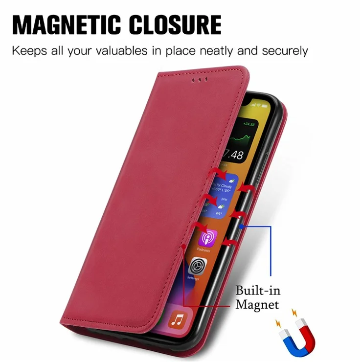 For Google Pixel 10 Pro XL / 9 Pro XL Shock-Absorbing Case PU Leather Skin-Touch Phone Cover - Red