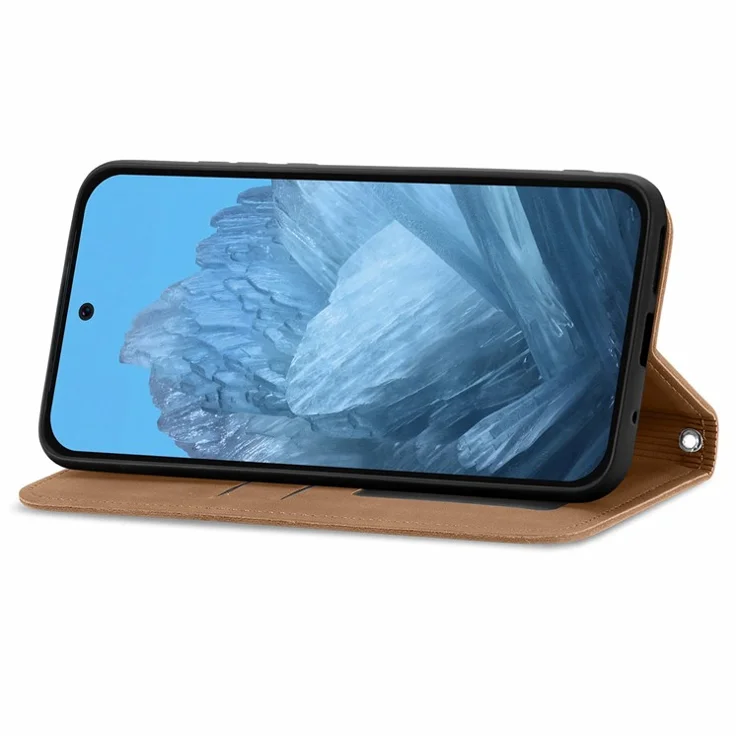 For Google Pixel 10 Pro XL / 9 Pro XL Shock-Absorbing Case PU Leather Skin-Touch Phone Cover - Brown
