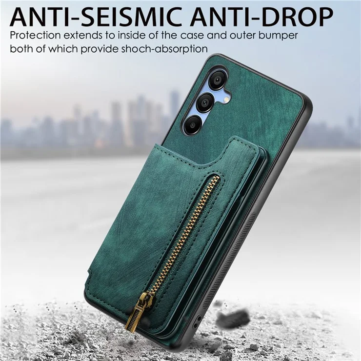 D15 For Samsung Galaxy A54 5G Wallet Case Retro Leather+TPU Card Holder Phone Cover - Green